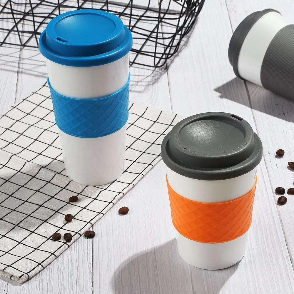 16oz Plastic Reusable Coffee Mug with Lid