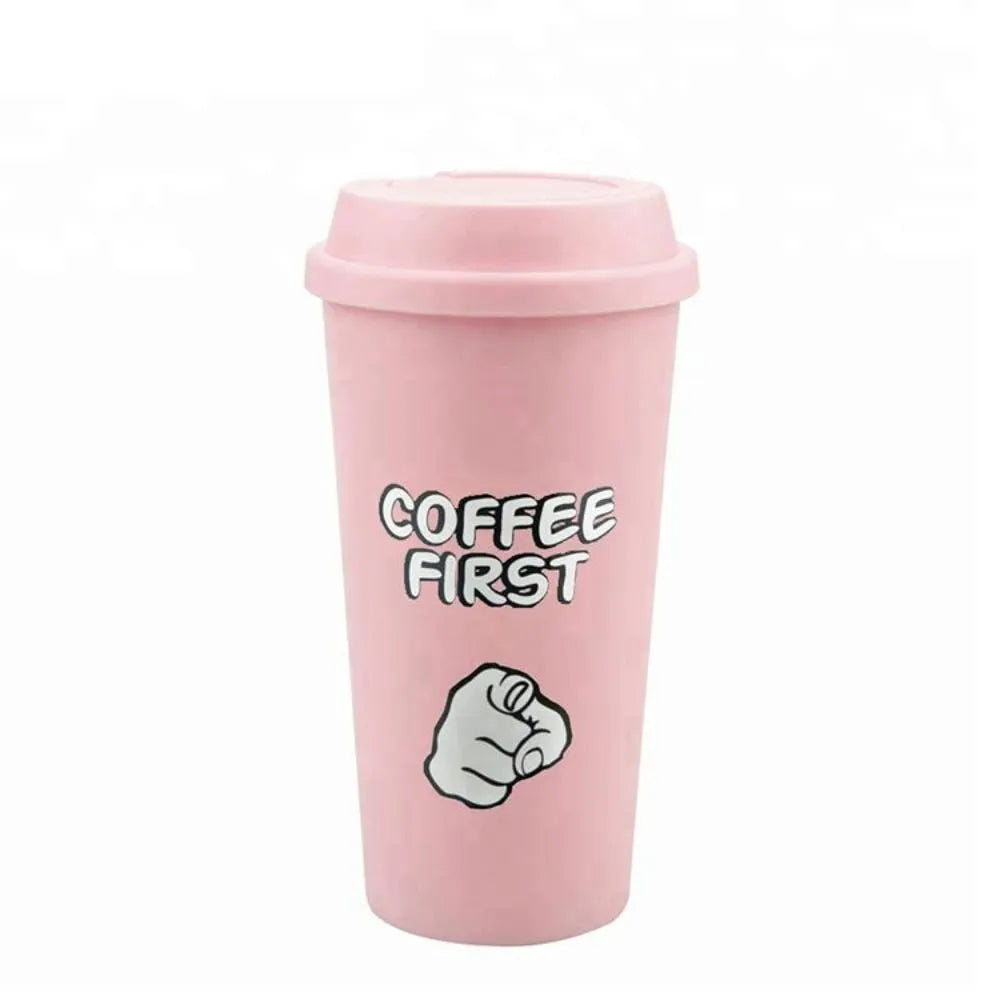 16oz Plastic Reusable Coffee Mug with Lid