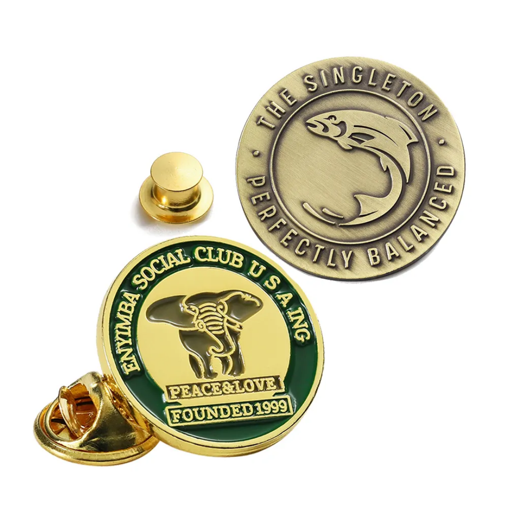 Customized Plated Metal Pin Badges Epoxy Resin Company logo Name