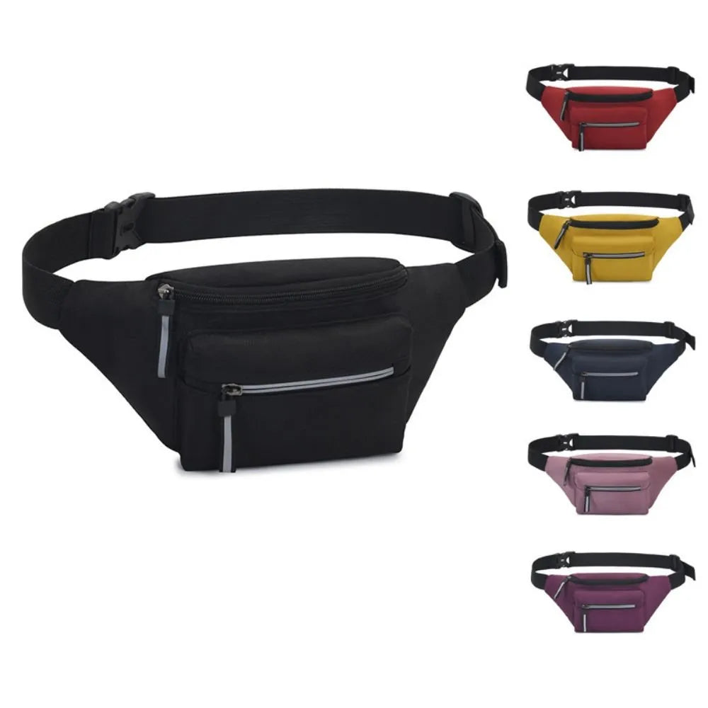 2 Pockets Fanny Packs with Reflective Zipper
