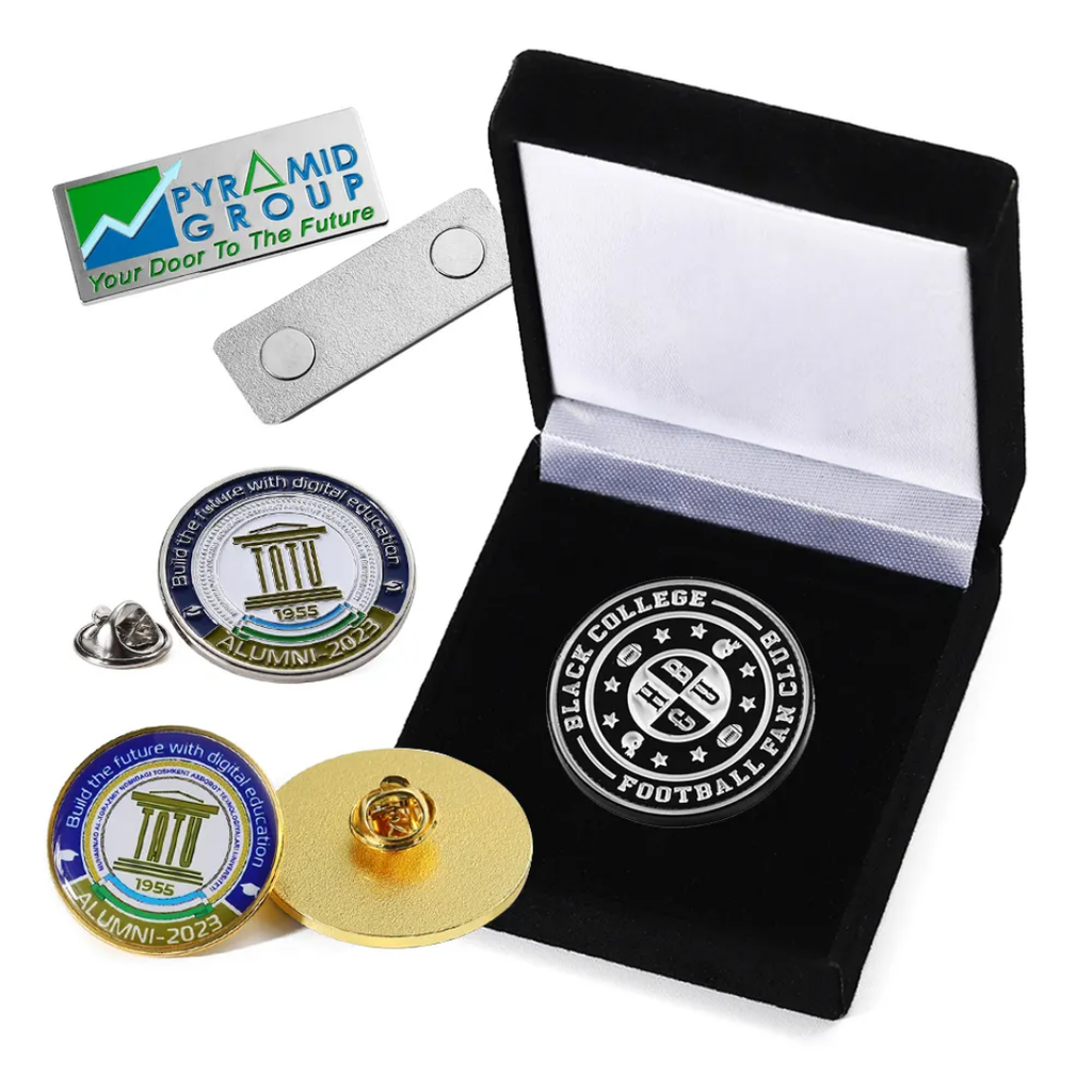 Customized Plated Metal Pin Badges Epoxy Resin Company logo Name