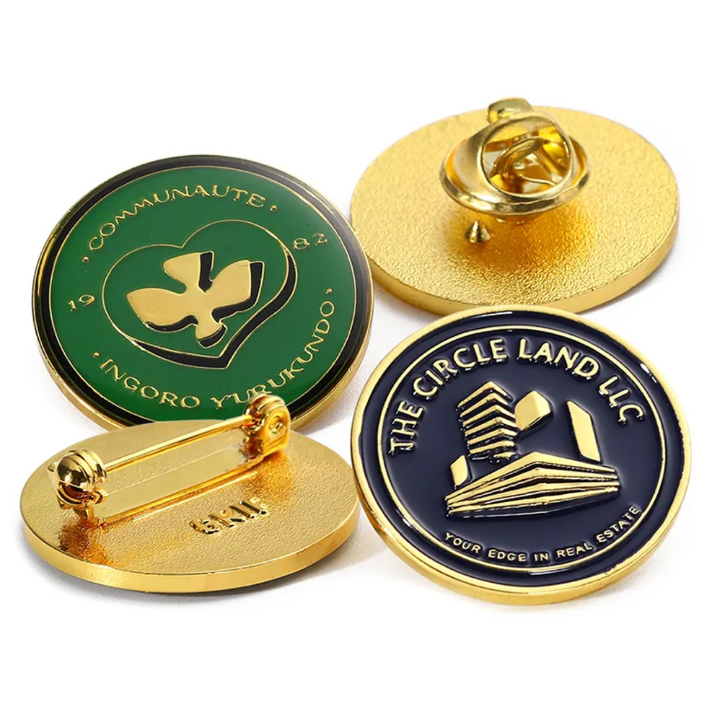 Customized Plated Metal Pin Badges Epoxy Resin Company logo Name