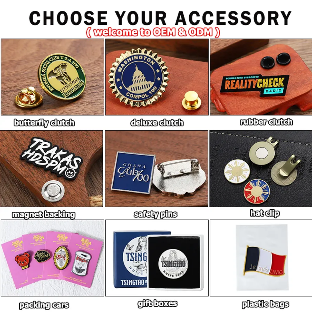 Customized Plated Metal Pin Badges Epoxy Resin Company logo Name