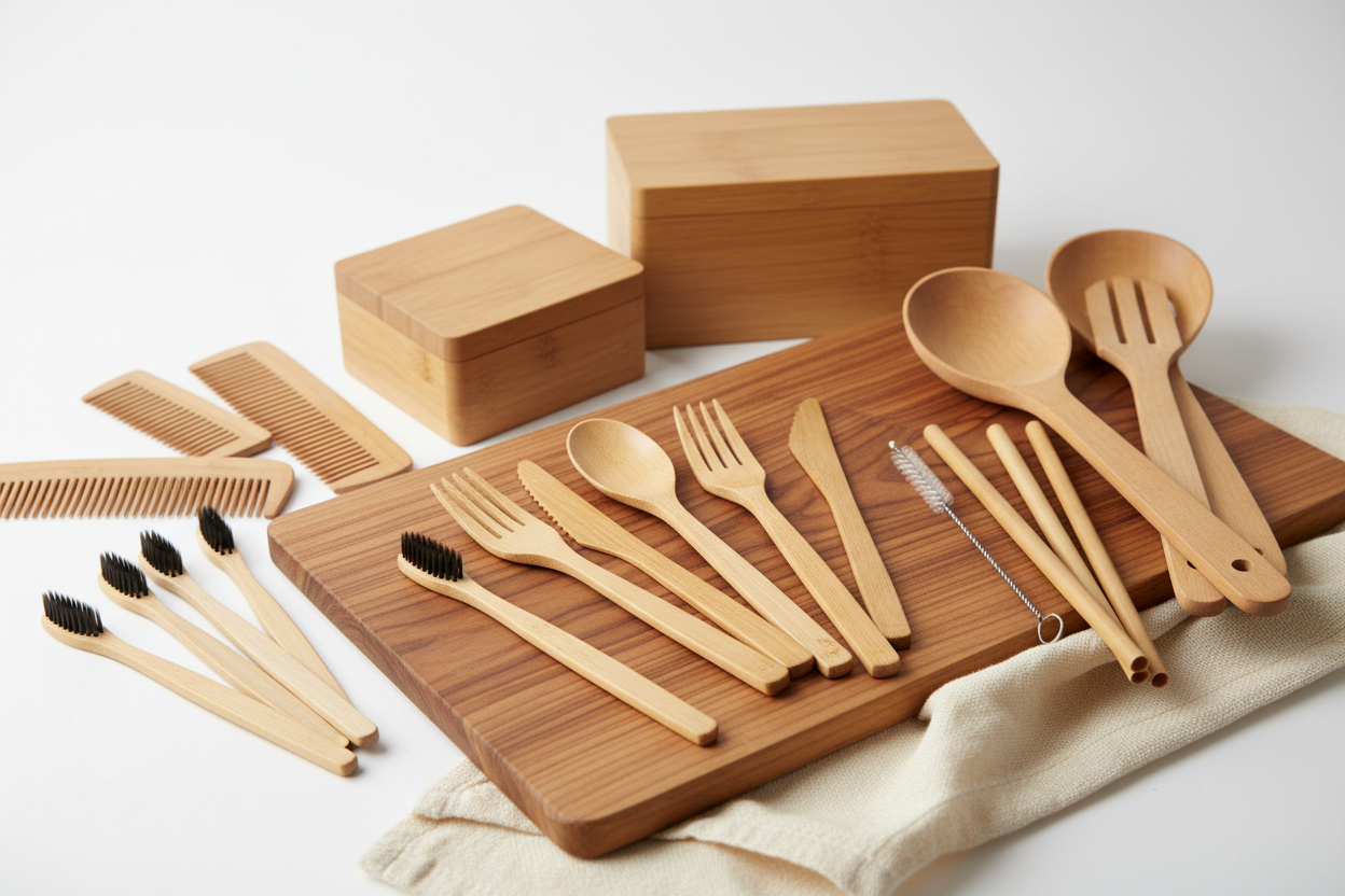 去掉水杯和那几个瓶子，主打木质类环保