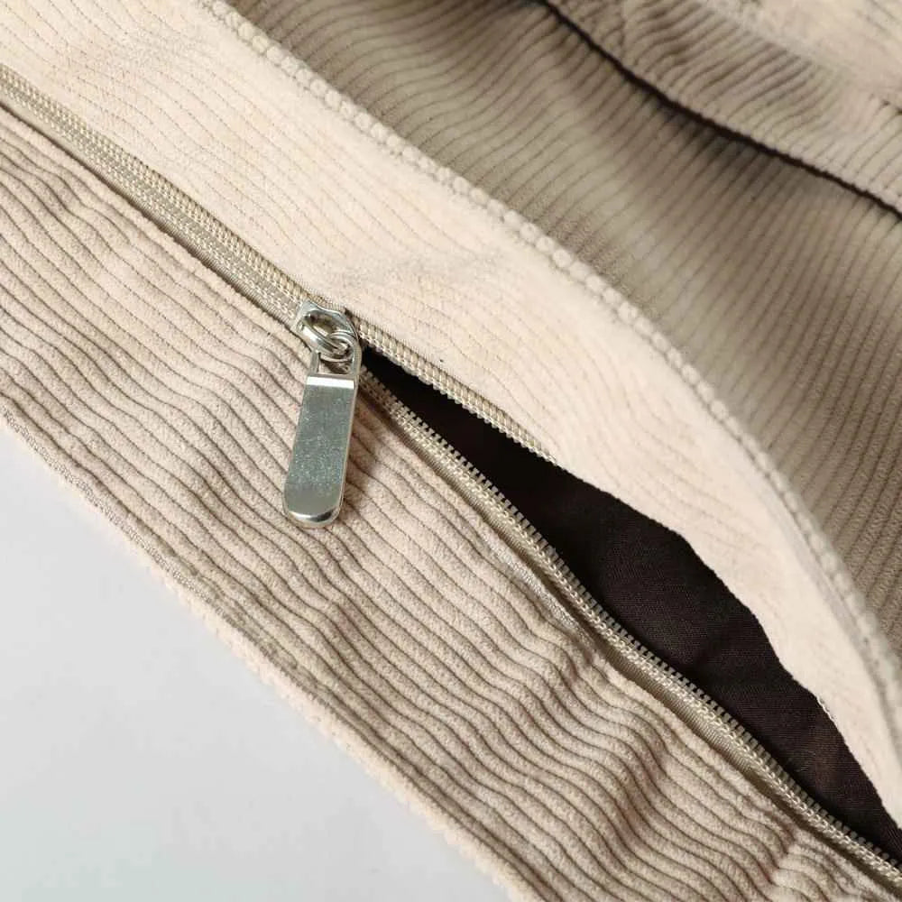 Corduroy Tote Bag with Pocket