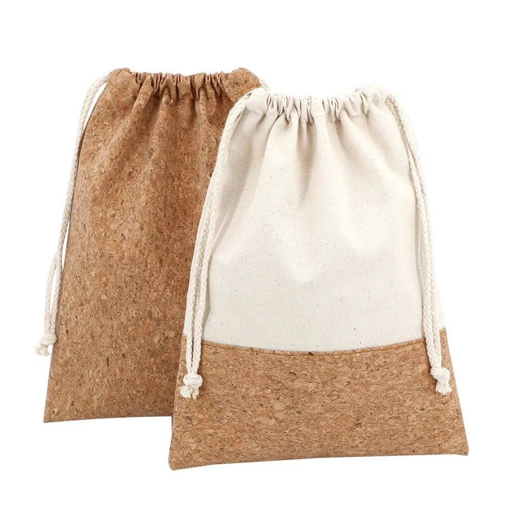 Cotton Drawstring Bags with Cork