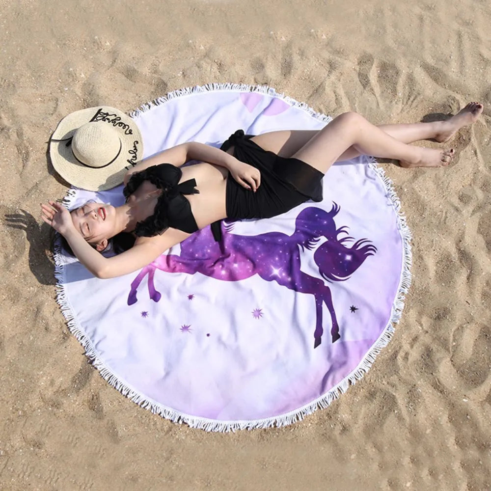 Custom Microfiber Sublimation Round Beach Towel