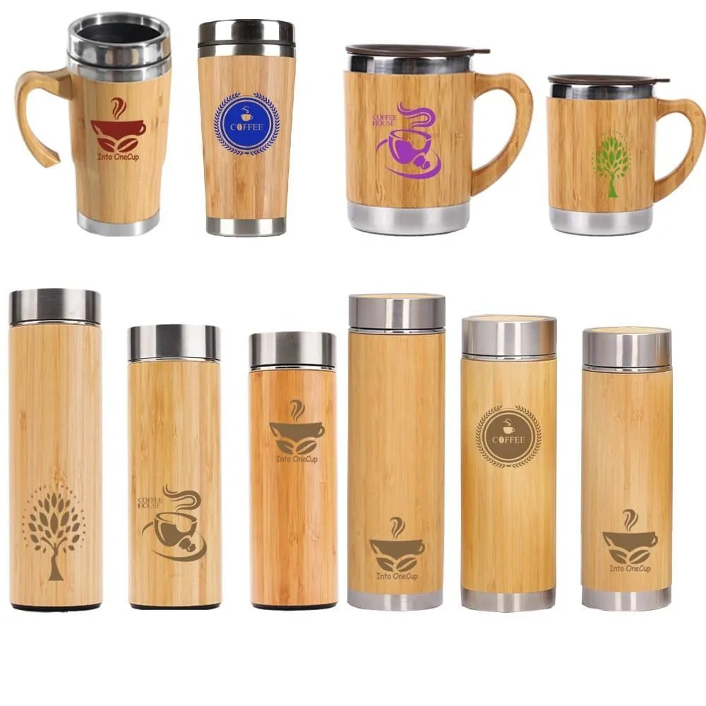Eco Bamboo Thermos Flask Tumbler with Handle