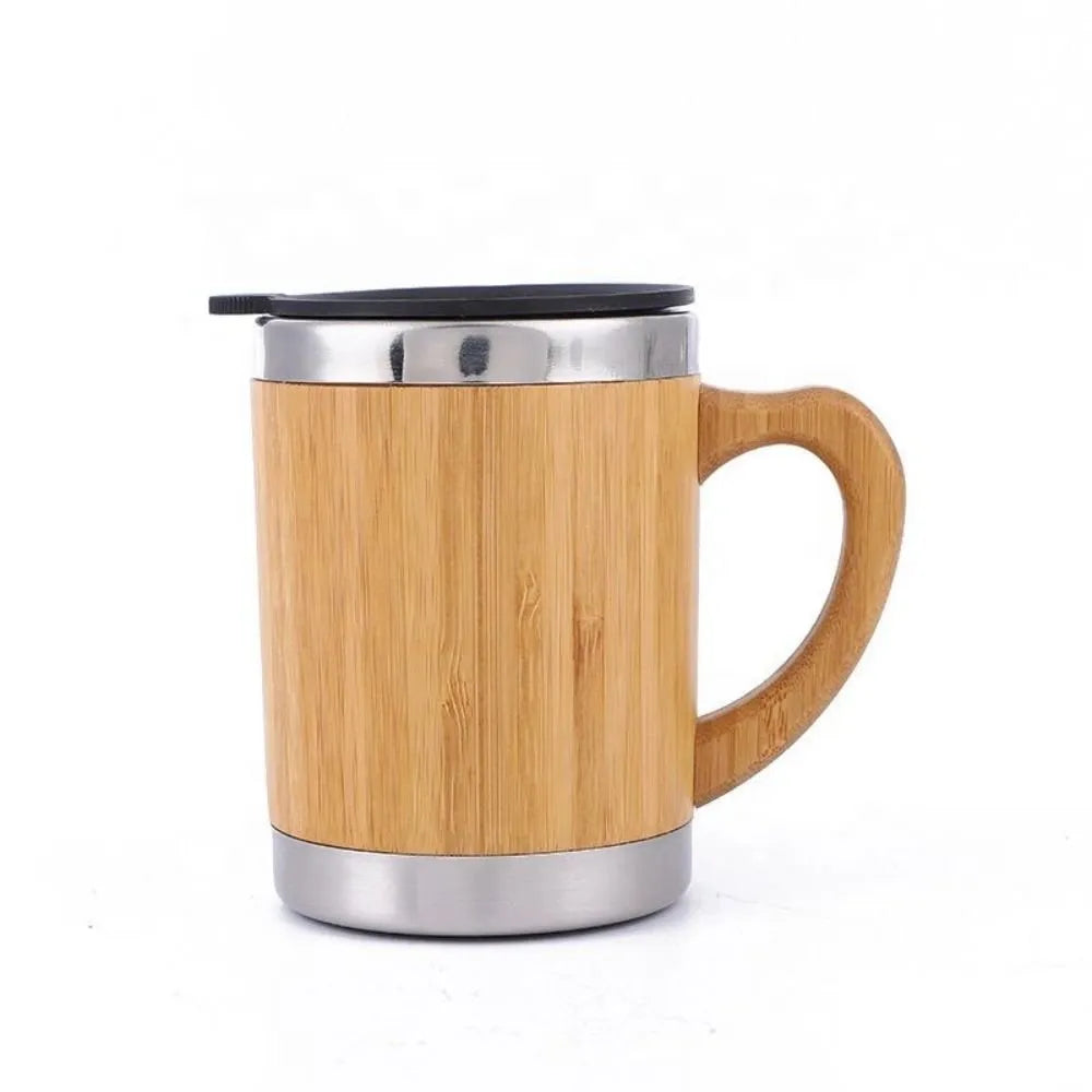 Custom Stainless Steel Bamboo Coffee Mug