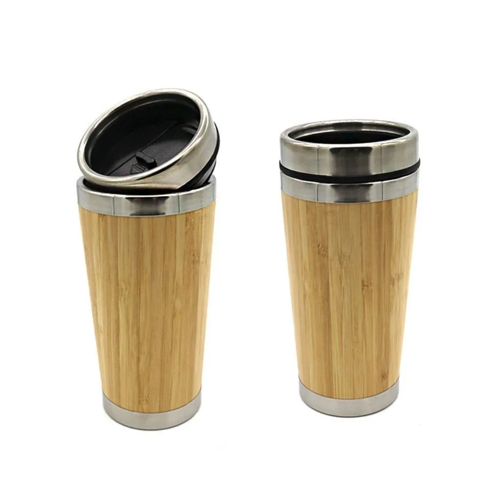 Double Wall Stainless Steel Bamboo Tumbler