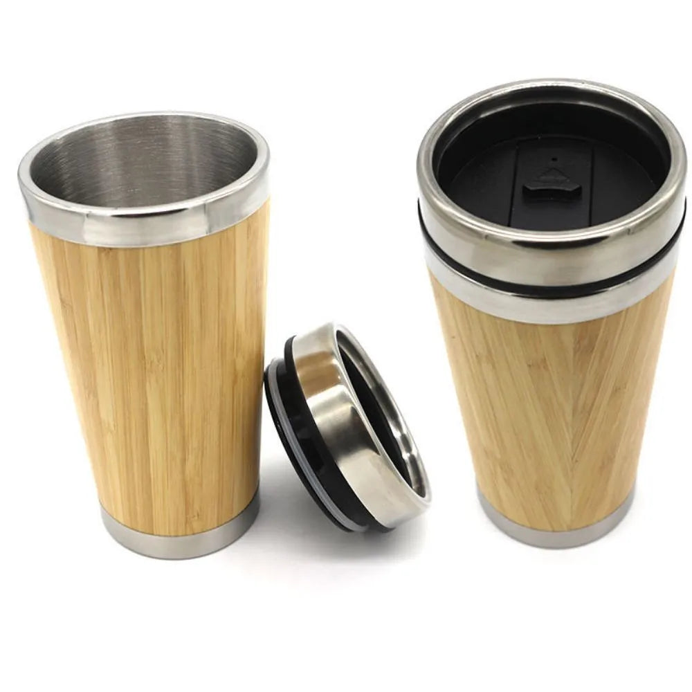 Double Wall Stainless Steel Bamboo Tumbler