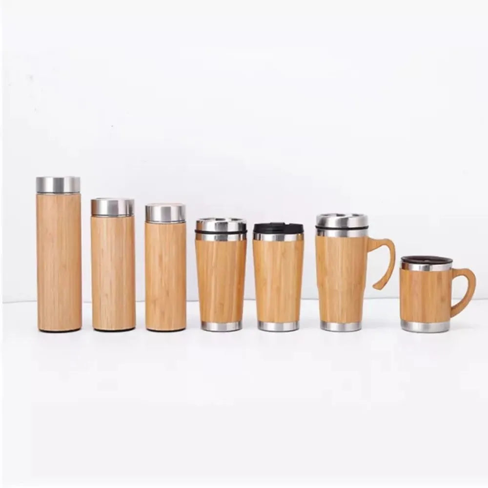 Eco Bamboo Thermos Flask Tumbler with Handle