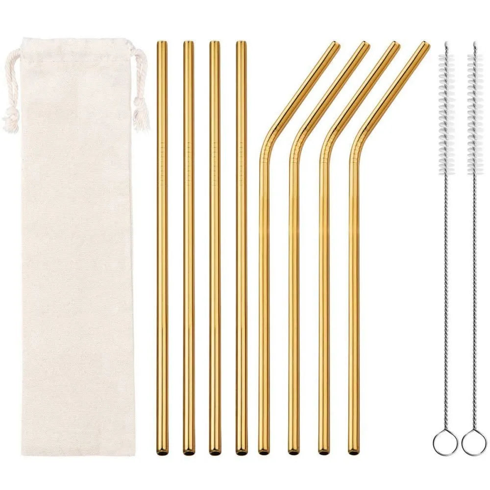 Eco-friendly Reusable Metal Drinking Straws Set