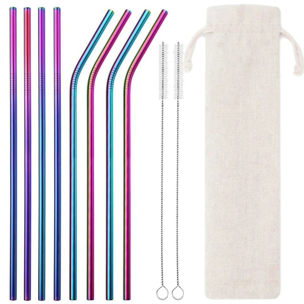Eco-friendly Reusable Metal Drinking Straws Set