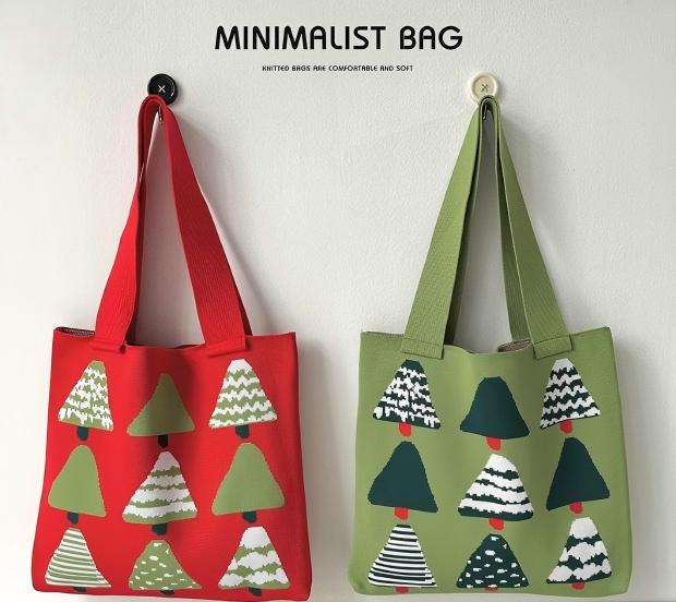 Christmas Gift Bag Knitted Handbag