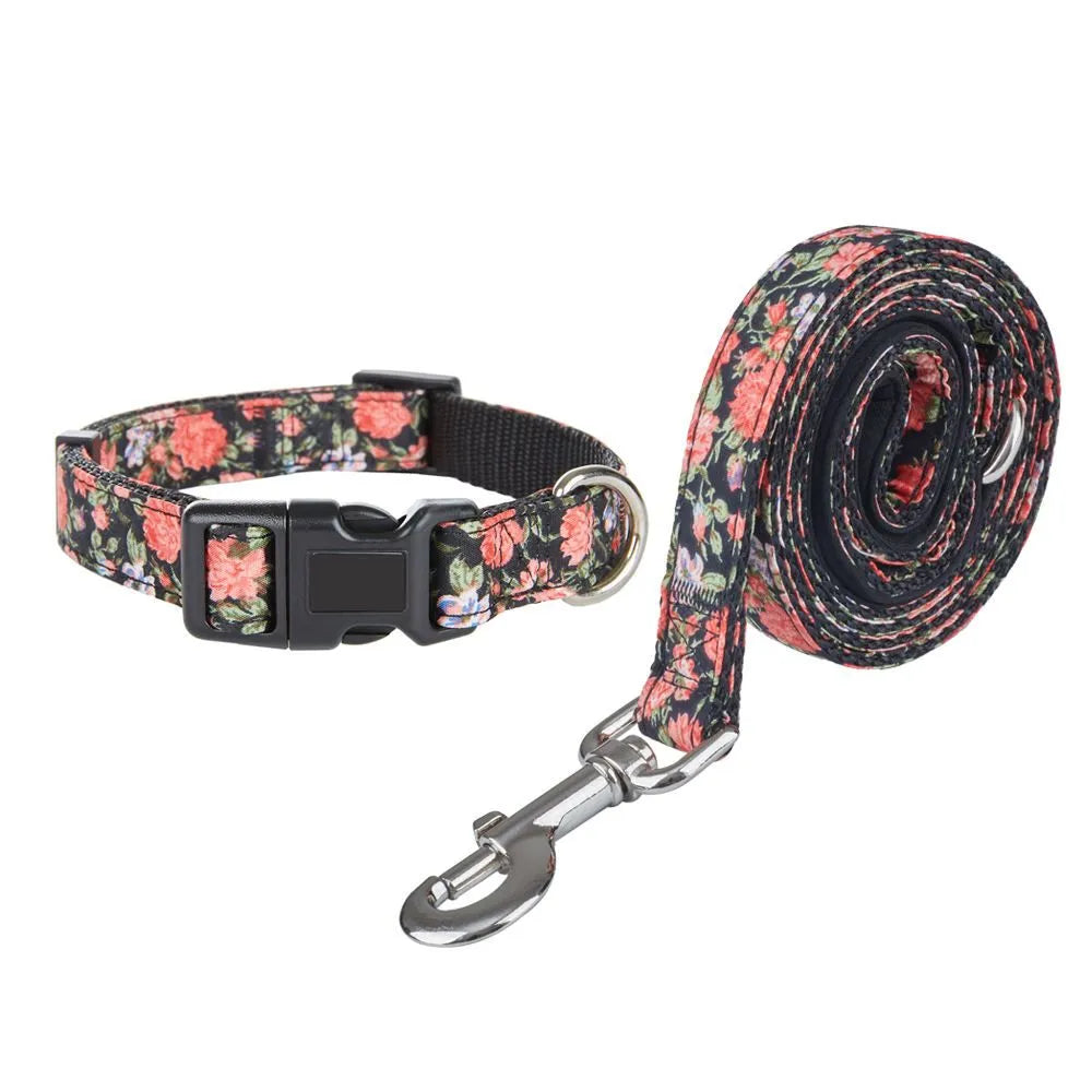 Custom Pet Dog Collars and Leash Set
