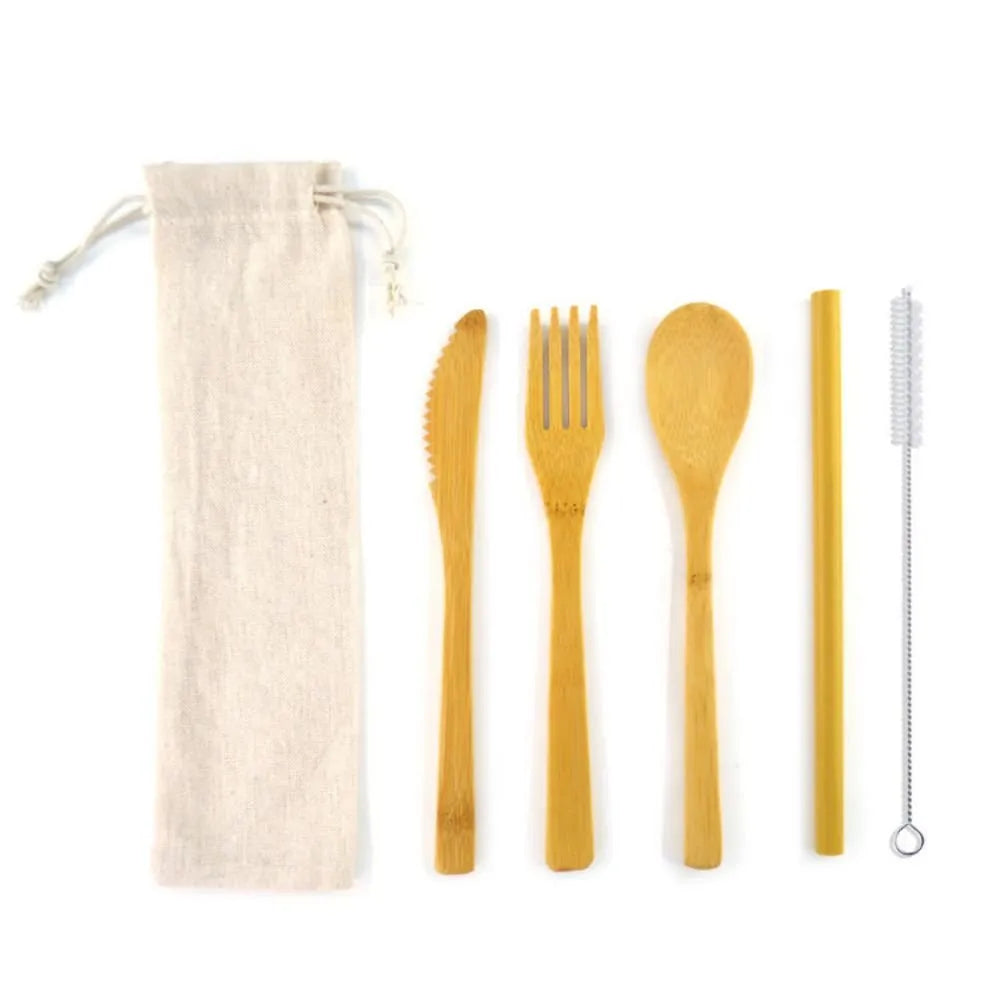 Sustainable Bamboo Cutlery with Portable Bag