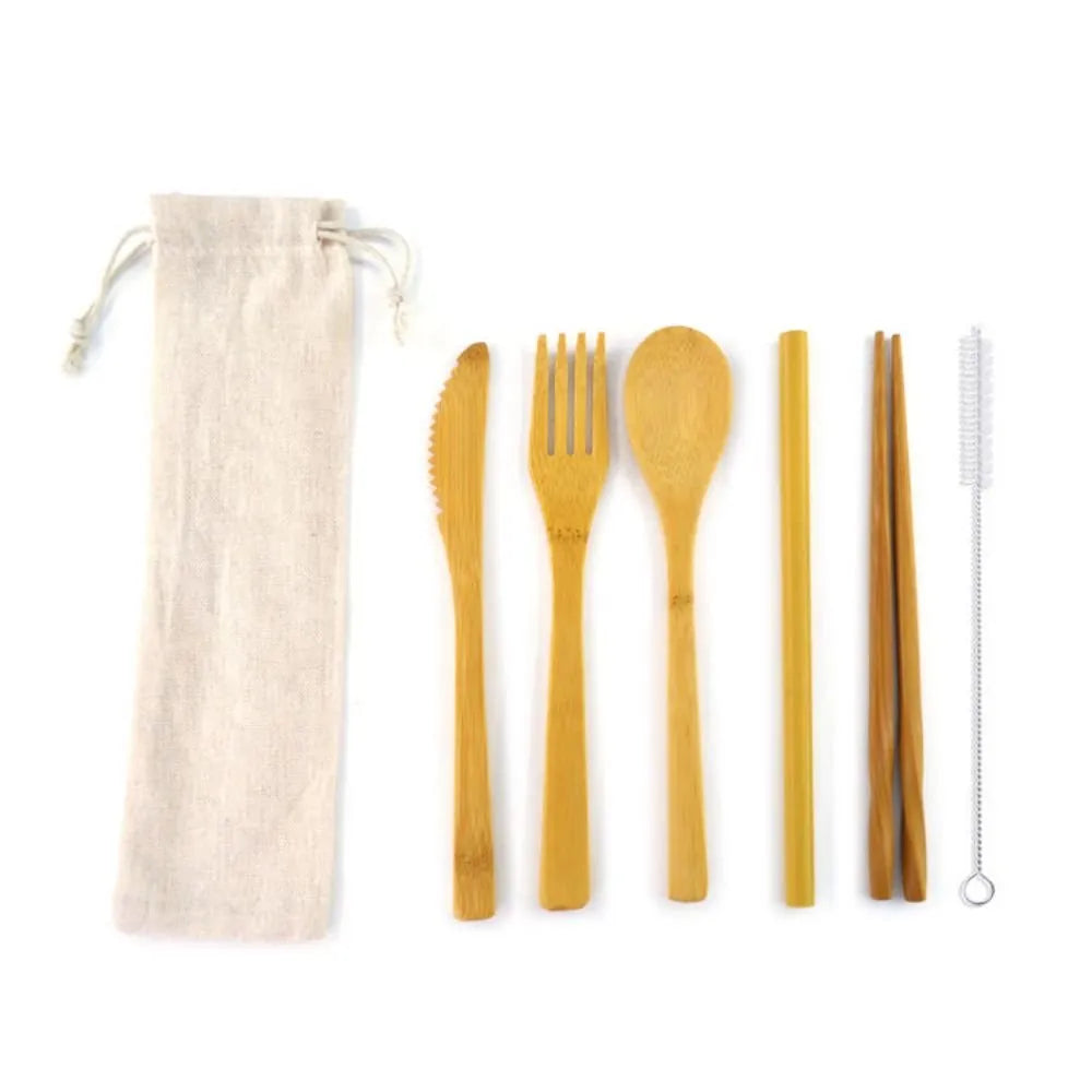 Sustainable Bamboo Cutlery with Portable Bag