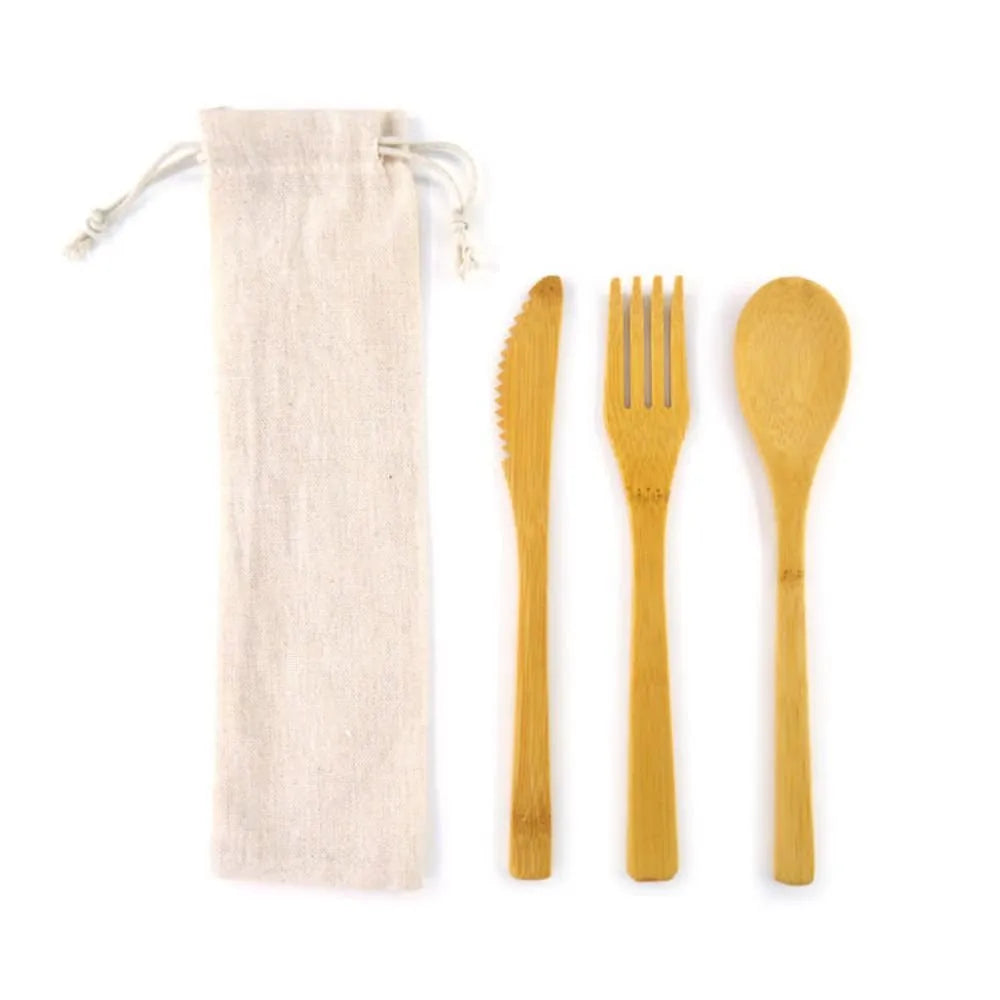 Sustainable Bamboo Cutlery with Portable Bag