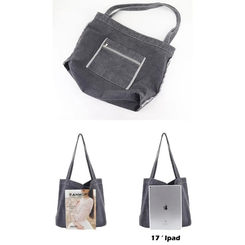 Vintage Canvas Shoulder Tote Bag