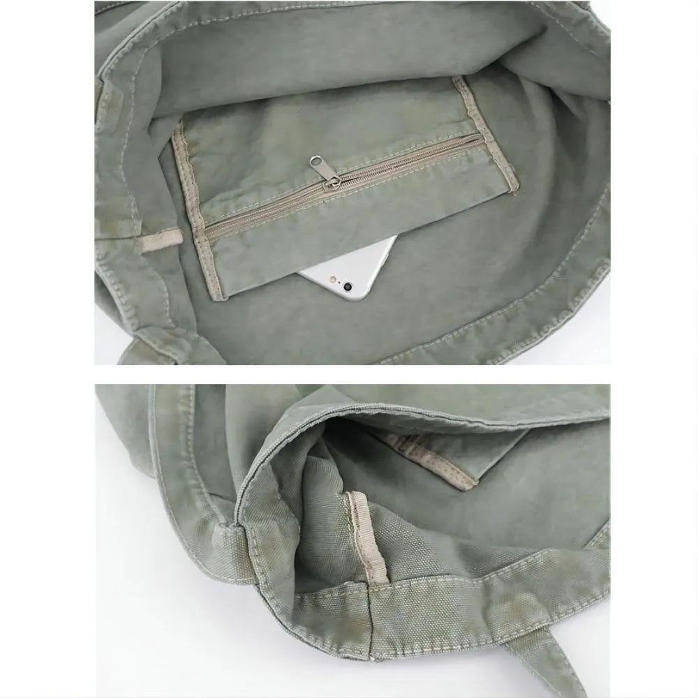 Vintage Canvas Shoulder Tote Bag