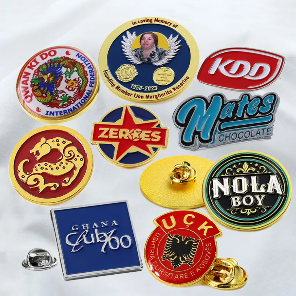 Customized Plated Metal Pin Badges Epoxy Resin Company logo Name