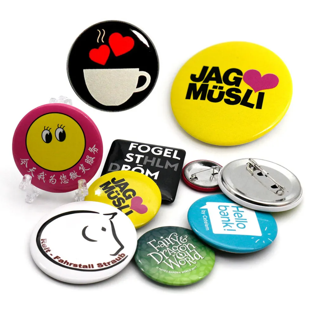 Custom Printed Clear Fashion Aluminum Plated Pin Button Badge