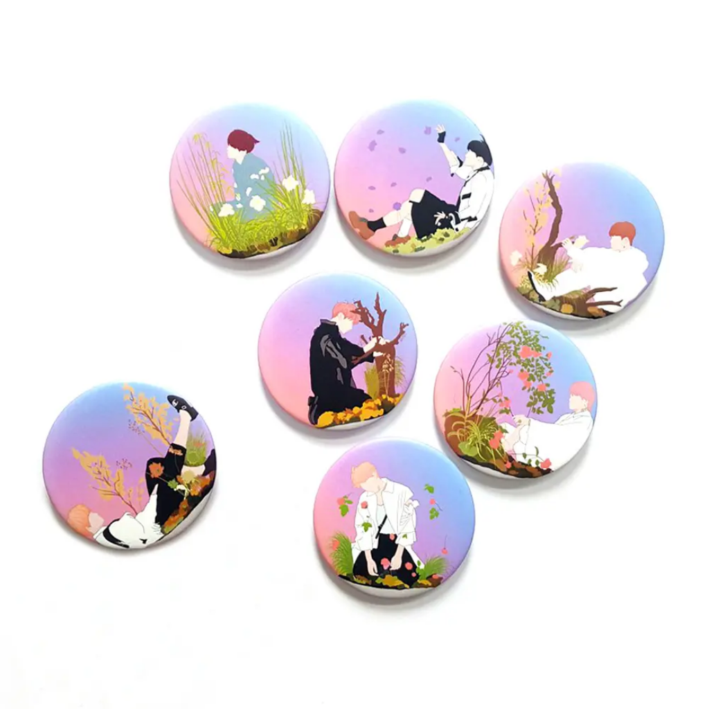 Custom Printed Clear Fashion Aluminum Plated Pin Button Badge
