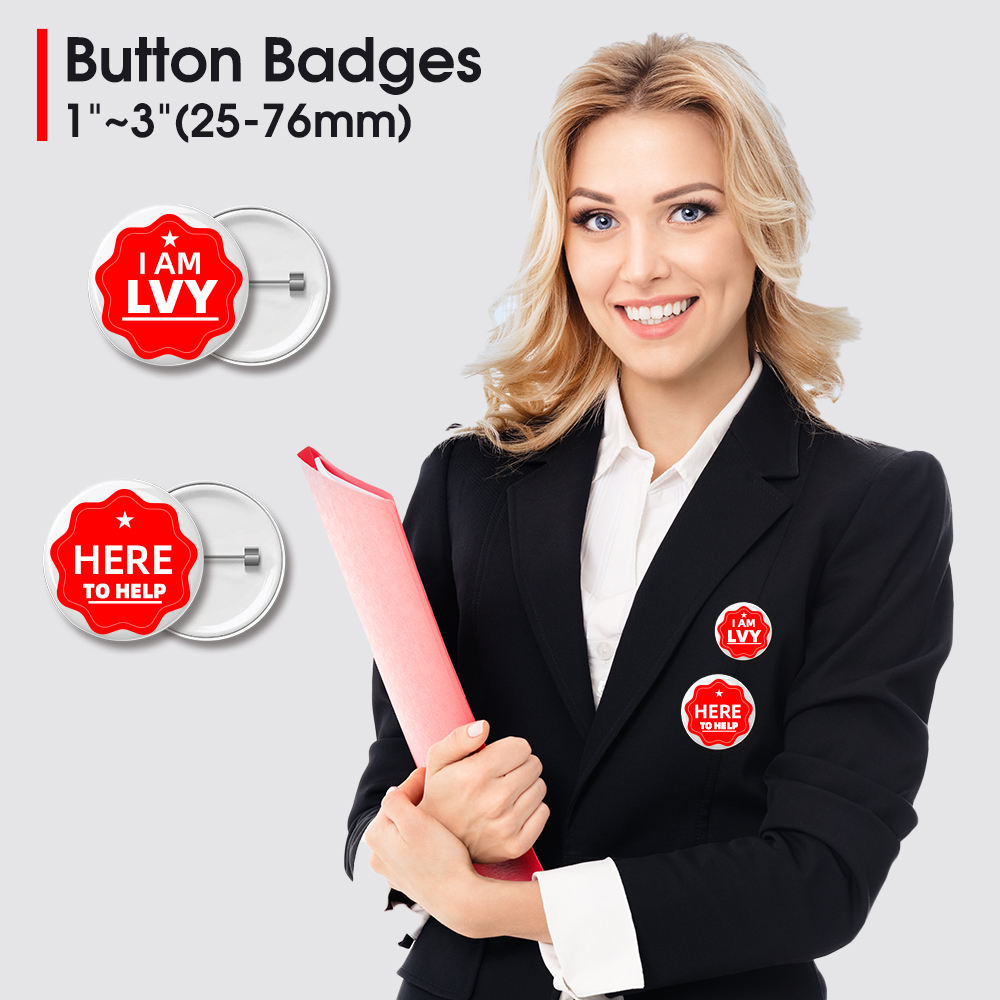 Custom Printed Clear Fashion Aluminum Plated Pin Button Badge