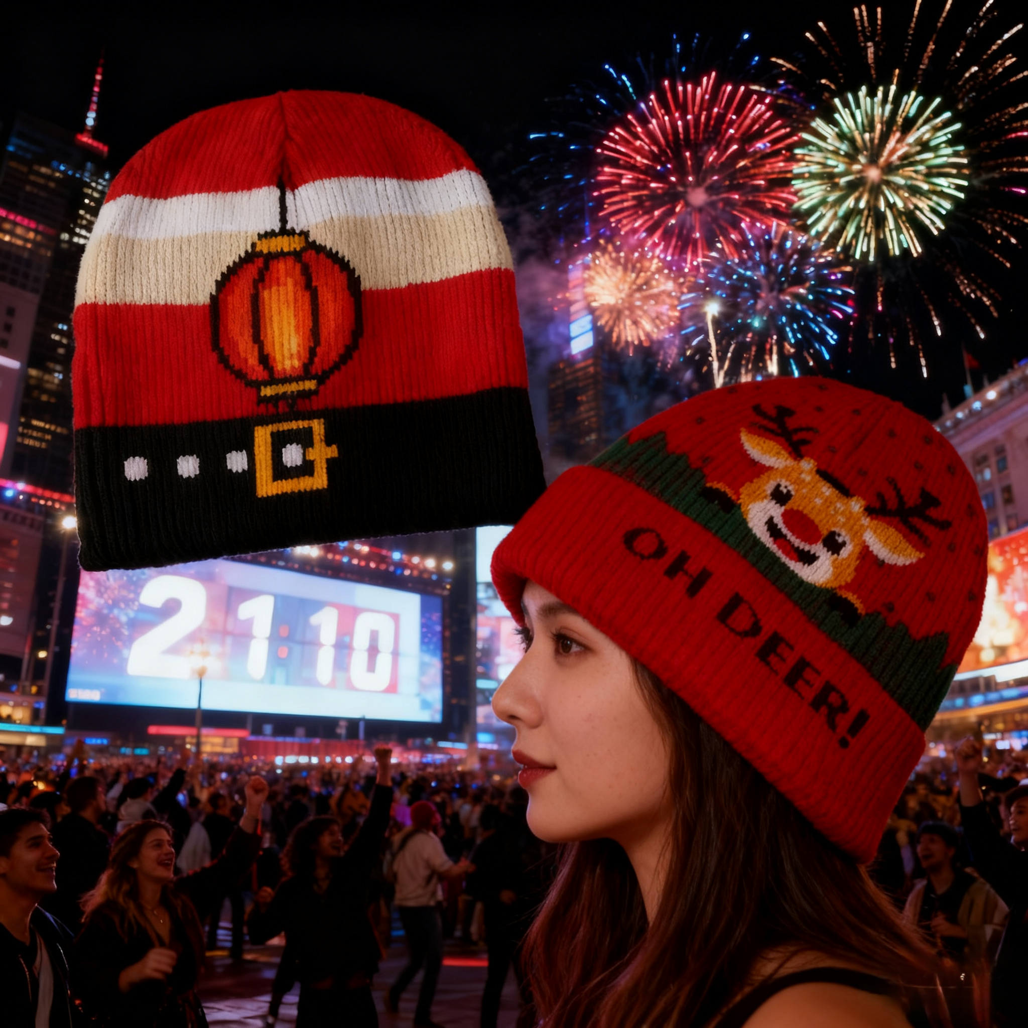 Knit Beanies with Your Style: Stay warm in style! Customize our soft, knit beanies with logos, names, or unique holiday graphics.