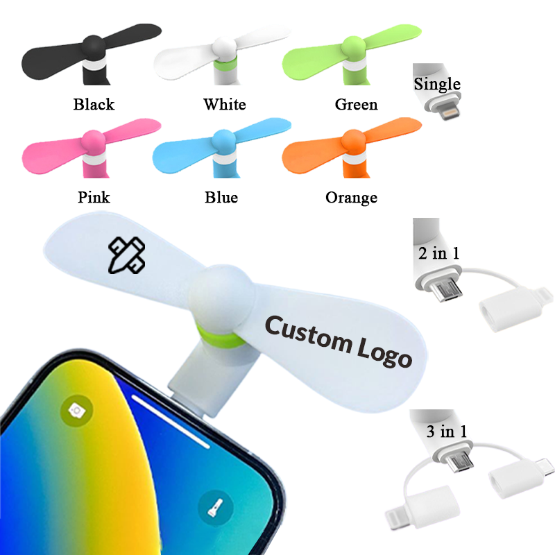 Cutomized Mobile Phone Fan Personalized 2in1 3in1 USB Mini Fan