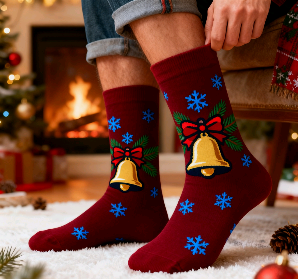 Festive Patterned Socks: A fun and quirky gift! Step into the season with cozy socks featuring custom designs or merry messages.