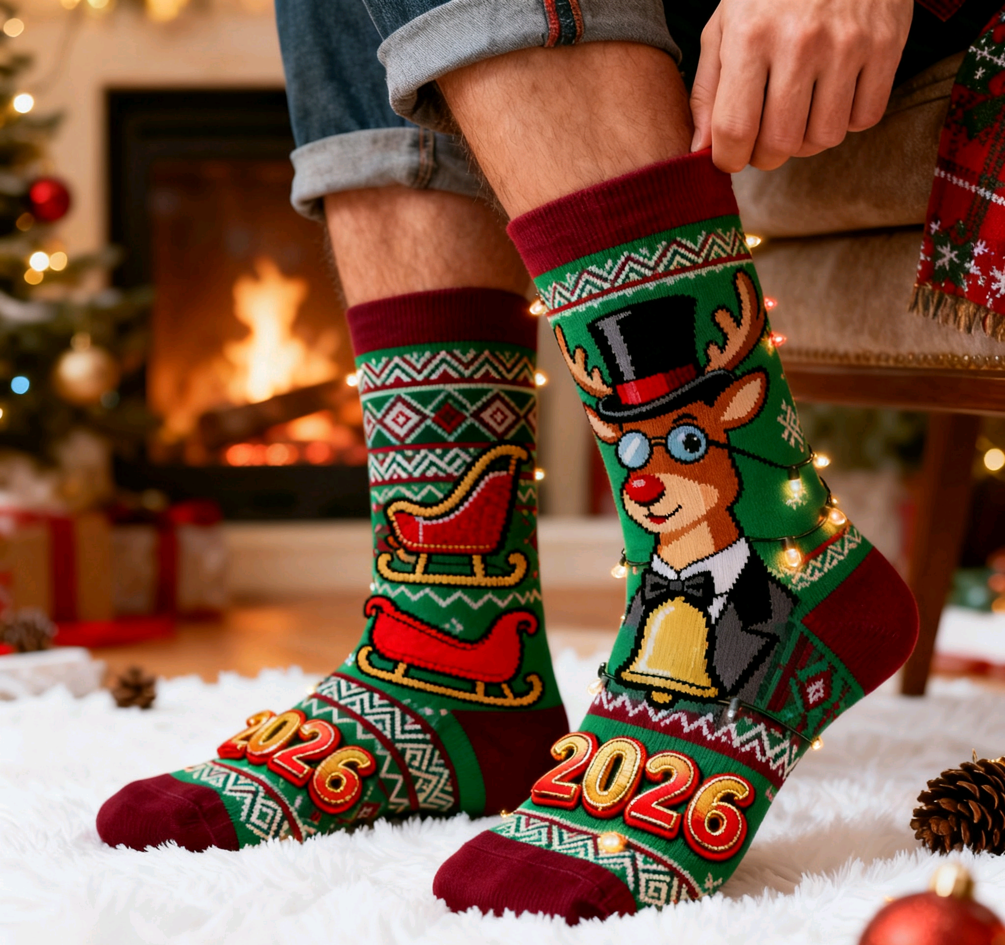 Festive Patterned Socks: A fun and quirky gift! Step into the season with cozy socks featuring custom designs or merry messages.