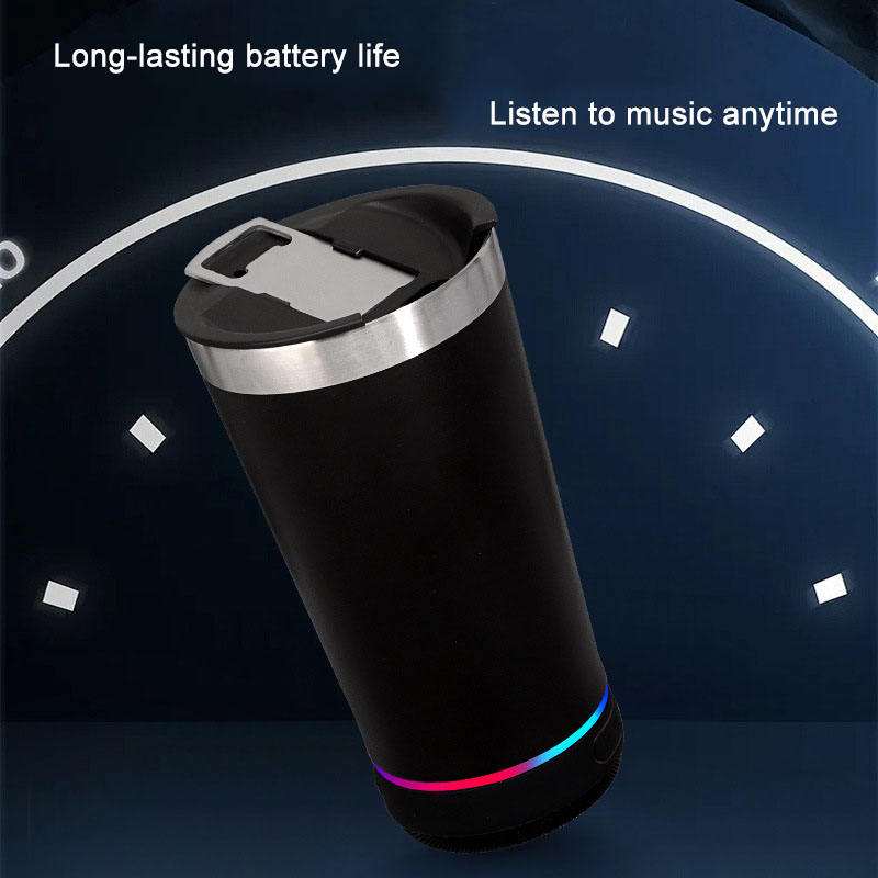 16oz Double Wall Smart Stainless Steel Tumbler Cup with Music Speaker, Bottle Opener for Travel